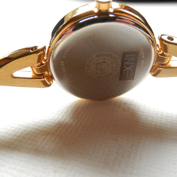 New Citizen Eco Drive Axiom Watch Goldtone Black Dial Crystals EX1422-54E $325 main image 10